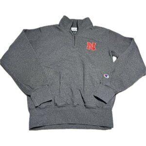 Nebraska Cornhuskers 1/4 Zip Adult XS Champion Gray ECO Fleece Pullover